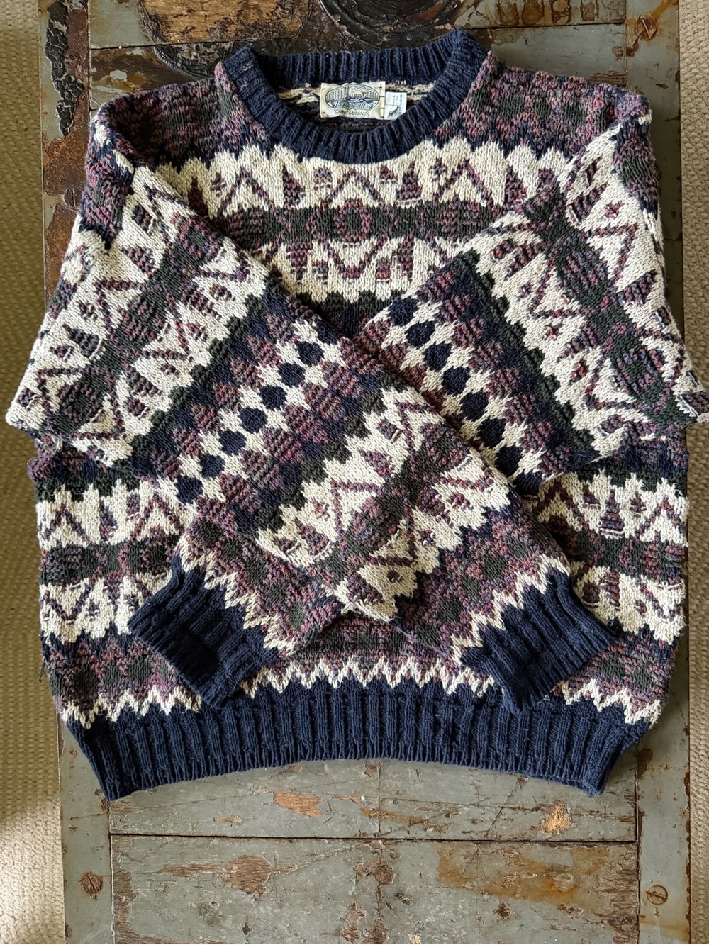 HTF Britches Vintage Men's Crewneck Sweater in Navy and Cream